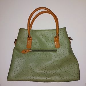 GREEN TEXTURED HANDBAG